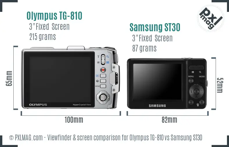 Olympus TG-810 vs Samsung ST30 Screen and Viewfinder comparison
