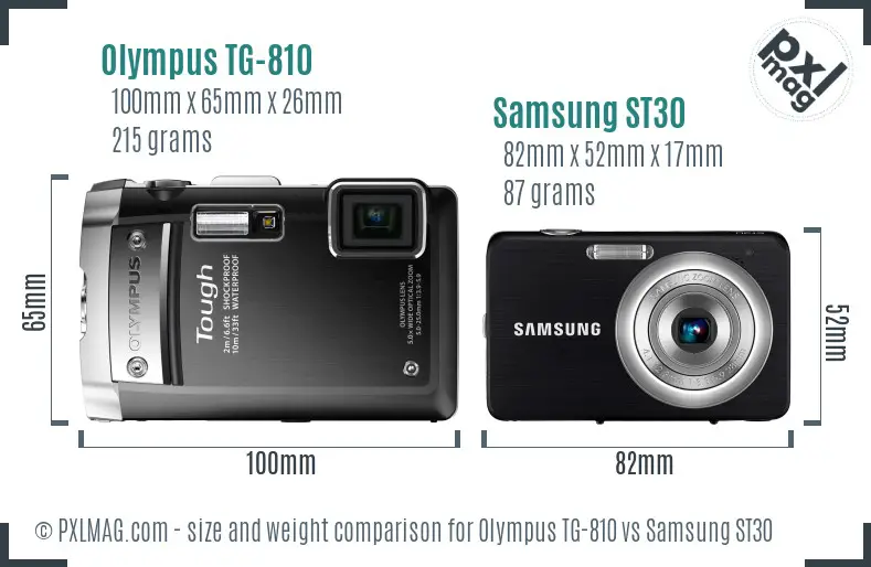 Olympus TG-810 vs Samsung ST30 size comparison