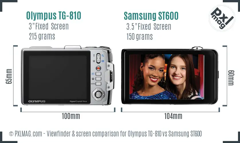 Olympus TG-810 vs Samsung ST600 Screen and Viewfinder comparison