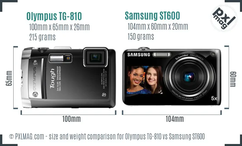 Olympus TG-810 vs Samsung ST600 size comparison