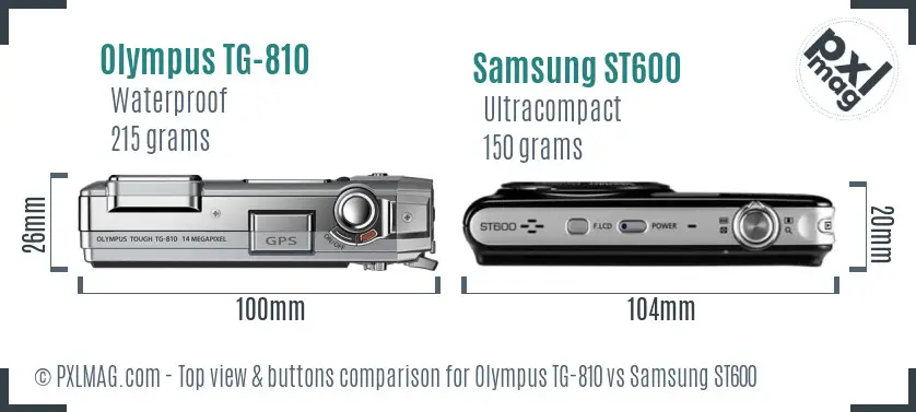 Olympus TG-810 vs Samsung ST600 top view buttons comparison