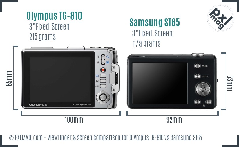 Olympus TG-810 vs Samsung ST65 Screen and Viewfinder comparison