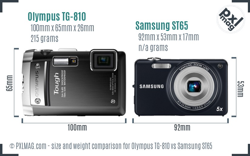Olympus TG-810 vs Samsung ST65 size comparison