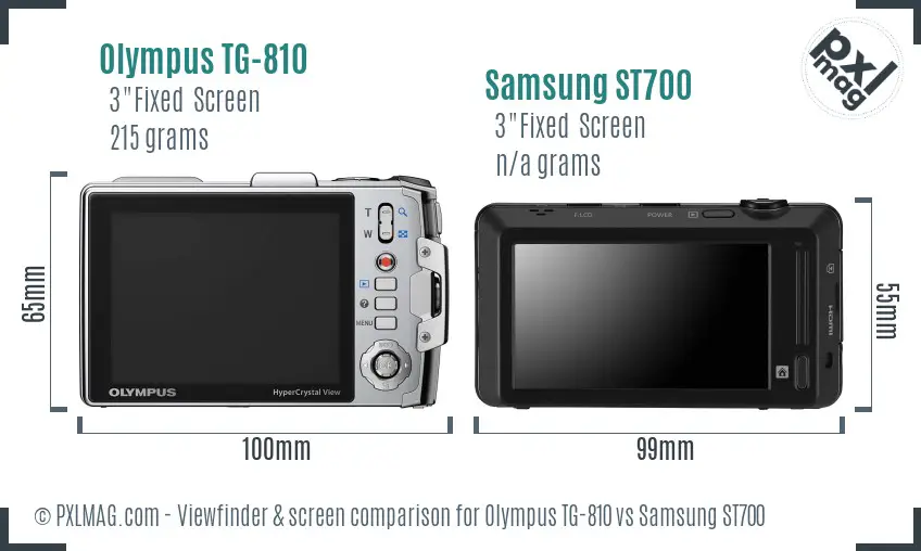 Olympus TG-810 vs Samsung ST700 Screen and Viewfinder comparison Olympus TG-810 vs Samsung ST700 Screen and Viewfinder comparison