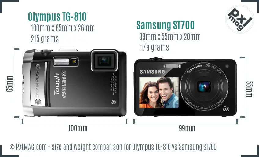 Olympus TG-810 vs Samsung ST700 size comparison Olympus TG-810 vs Samsung ST700 size comparison