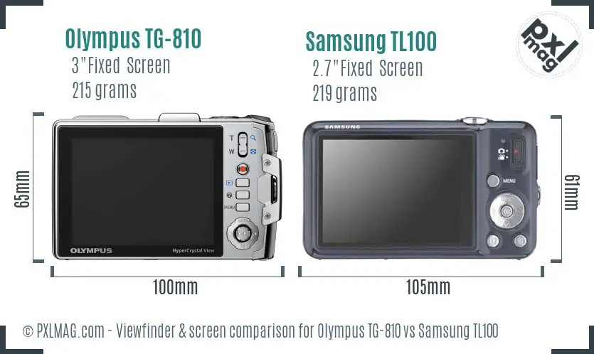 Olympus TG-810 vs Samsung TL100 Screen and Viewfinder comparison