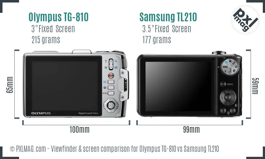 Olympus TG-810 vs Samsung TL210 Screen and Viewfinder comparison Olympus TG-810 vs Samsung TL210 Screen and Viewfinder comparison