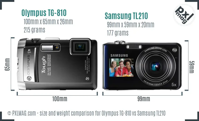 Olympus TG-810 vs Samsung TL210 size comparison Olympus TG-810 vs Samsung TL210 size comparison