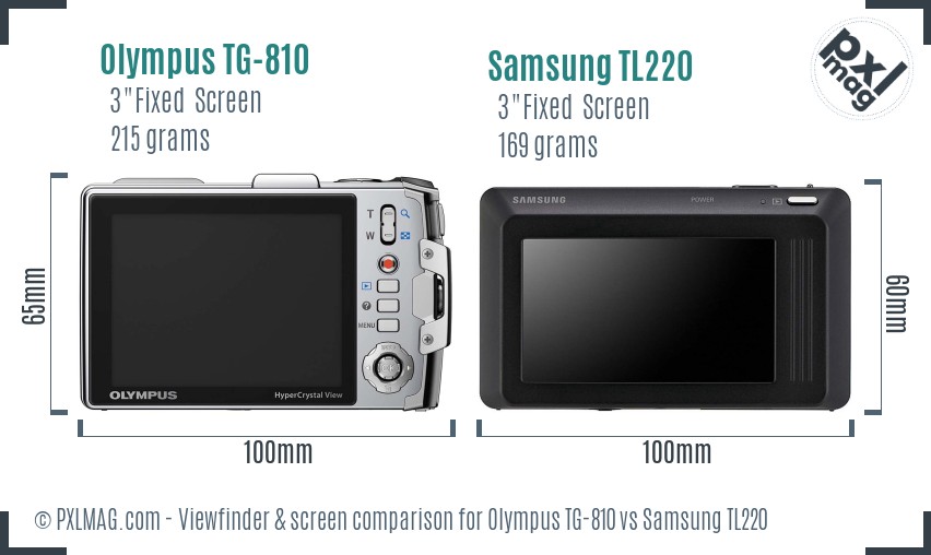 Olympus TG-810 vs Samsung TL220 Screen and Viewfinder comparison