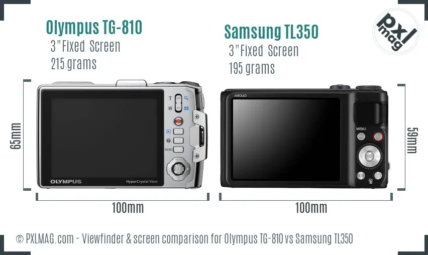 Olympus TG-810 vs Samsung TL350 Screen and Viewfinder comparison Olympus TG-810 vs Samsung TL350 Screen and Viewfinder comparison