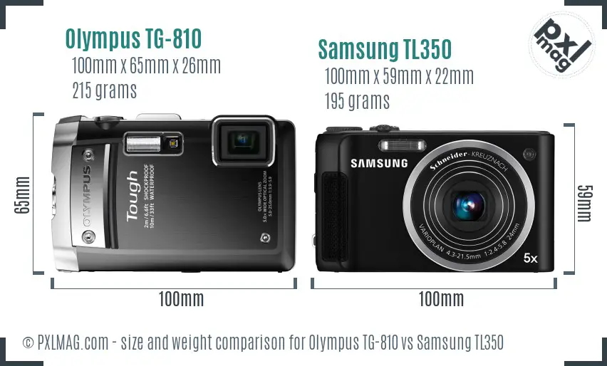 Olympus TG-810 vs Samsung TL350 size comparison Olympus TG-810 vs Samsung TL350 size comparison