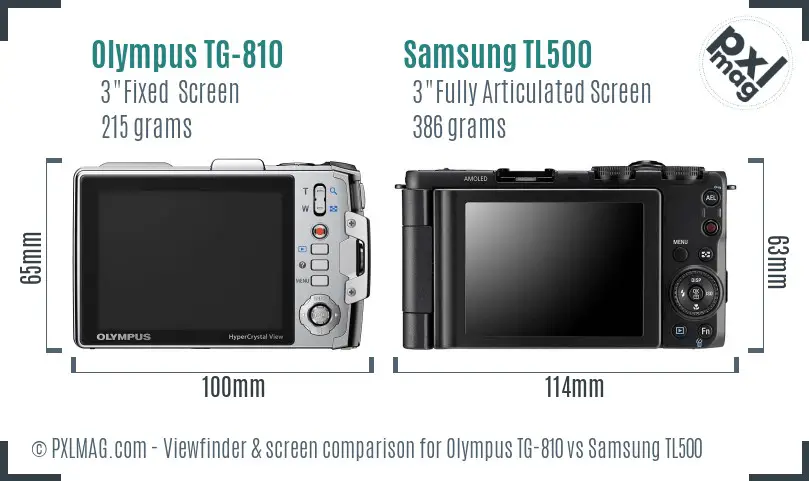 Olympus TG-810 vs Samsung TL500 Screen and Viewfinder comparison