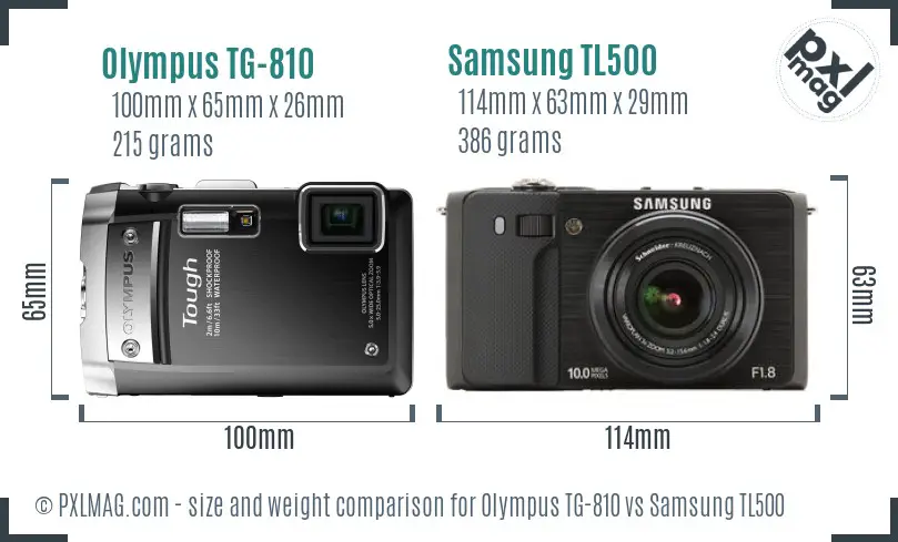 Olympus TG-810 vs Samsung TL500 size comparison