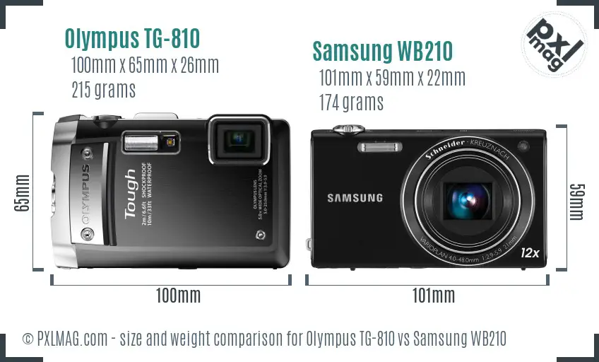 Olympus TG-810 vs Samsung WB210 size comparison