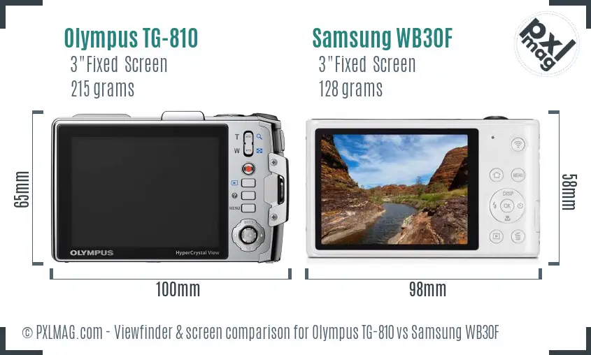 Olympus TG-810 vs Samsung WB30F Screen and Viewfinder comparison