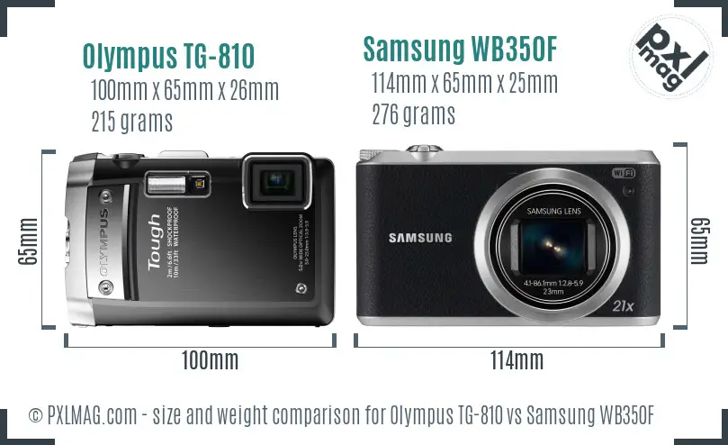 Olympus TG-810 vs Samsung WB350F size comparison