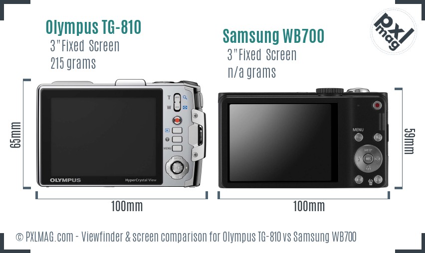 Olympus TG-810 vs Samsung WB700 Screen and Viewfinder comparison