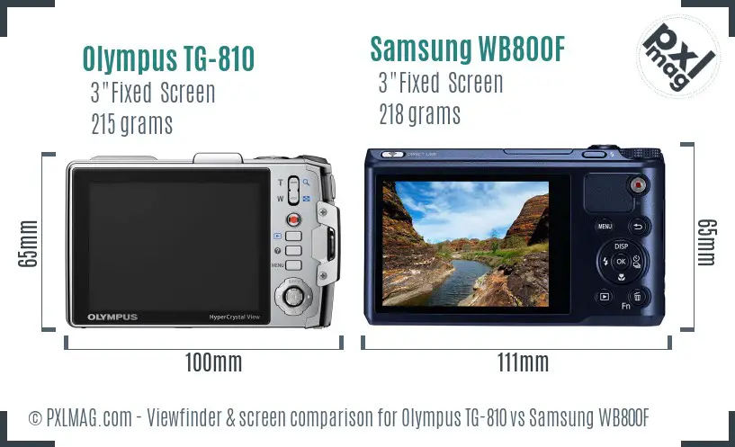 Olympus TG-810 vs Samsung WB800F Screen and Viewfinder comparison