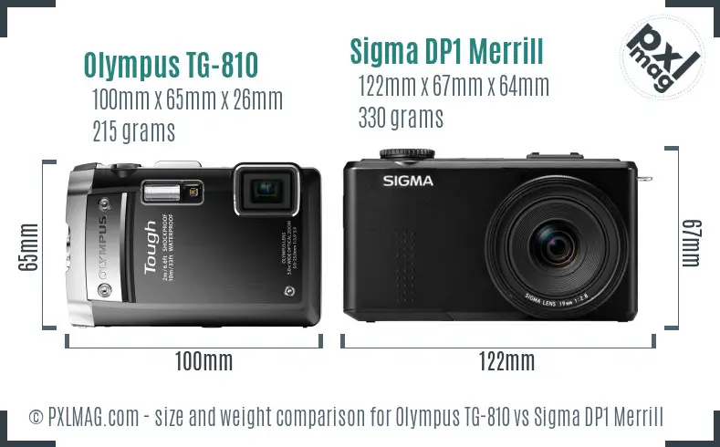 Olympus TG-810 vs Sigma DP1 Merrill size comparison Olympus TG-810 vs Sigma DP1 Merrill size comparison