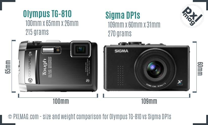 Olympus TG-810 vs Sigma DP1s size comparison Olympus TG-810 vs Sigma DP1s size comparison