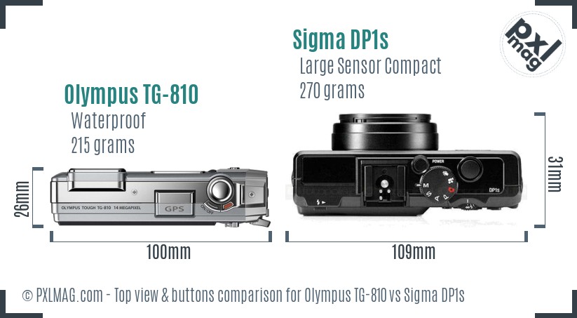 Olympus TG-810 vs Sigma DP1s top view buttons comparison