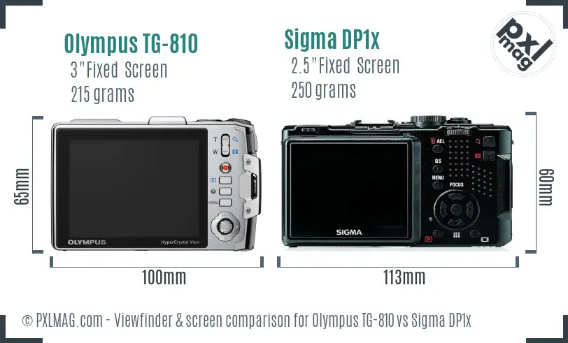 Olympus TG-810 vs Sigma DP1x Screen and Viewfinder comparison