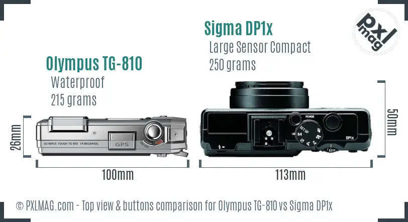 Olympus TG-810 vs Sigma DP1x top view buttons comparison