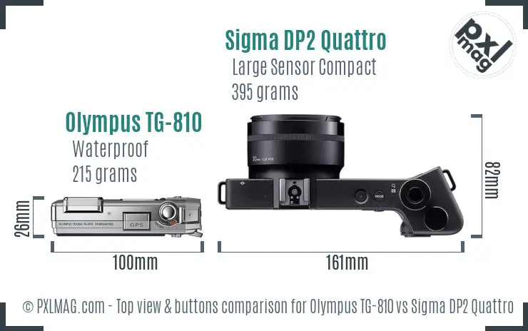 Olympus TG-810 vs Sigma DP2 Quattro top view buttons comparison