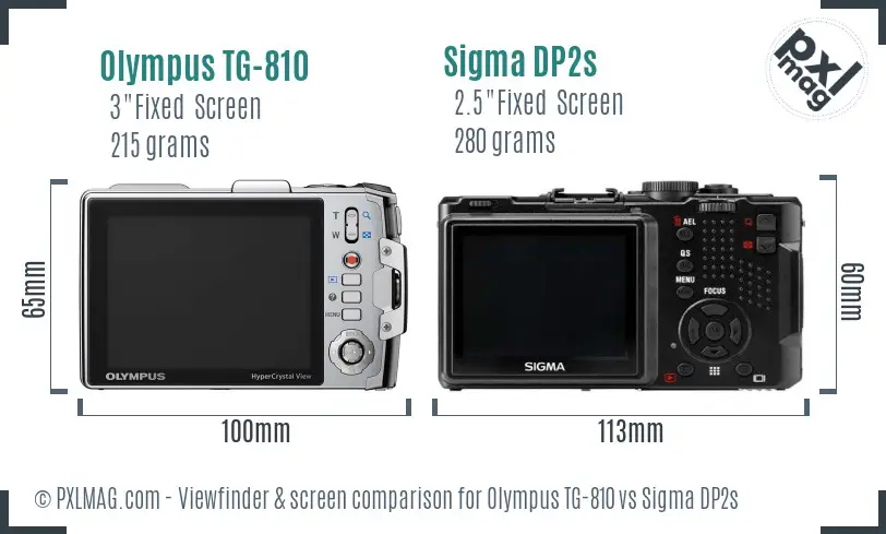 Olympus TG-810 vs Sigma DP2s Screen and Viewfinder comparison