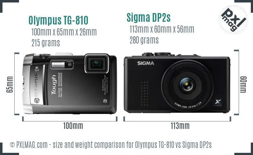 Olympus TG-810 vs Sigma DP2s size comparison