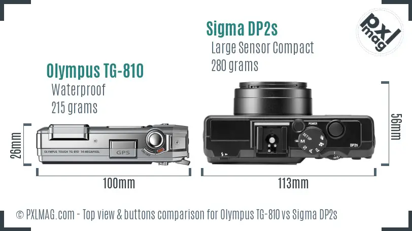 Olympus TG-810 vs Sigma DP2s top view buttons comparison