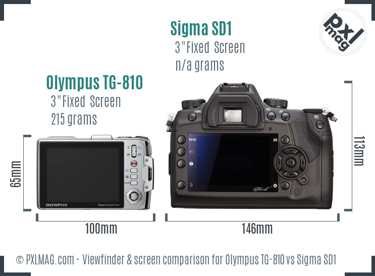Olympus TG-810 vs Sigma SD1 Screen and Viewfinder comparison