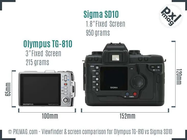Olympus TG-810 vs Sigma SD10 Screen and Viewfinder comparison