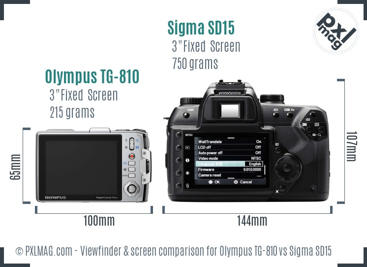 Olympus TG-810 vs Sigma SD15 Screen and Viewfinder comparison