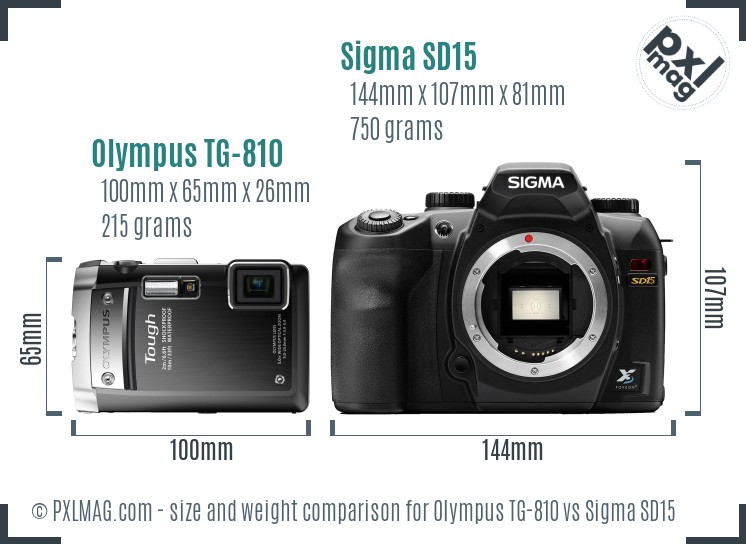 Olympus TG-810 vs Sigma SD15 size comparison Olympus TG-810 vs Sigma SD15 size comparison