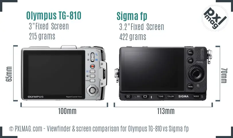 Olympus TG-810 vs Sigma fp Screen and Viewfinder comparison