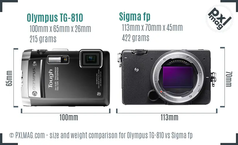 Olympus TG-810 vs Sigma fp size comparison