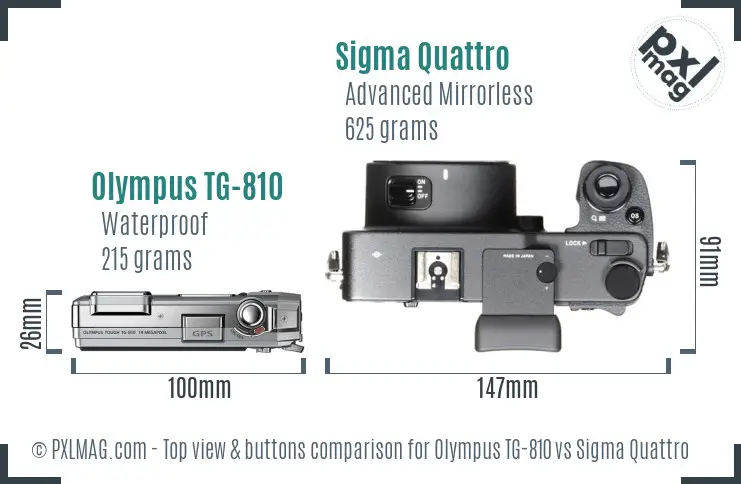 Olympus TG-810 vs Sigma Quattro top view buttons comparison