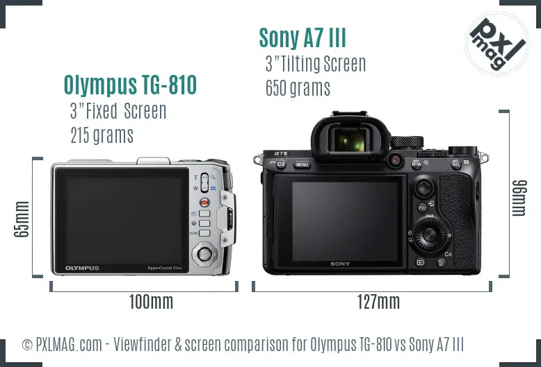 Olympus TG-810 vs Sony A7 III Screen and Viewfinder comparison