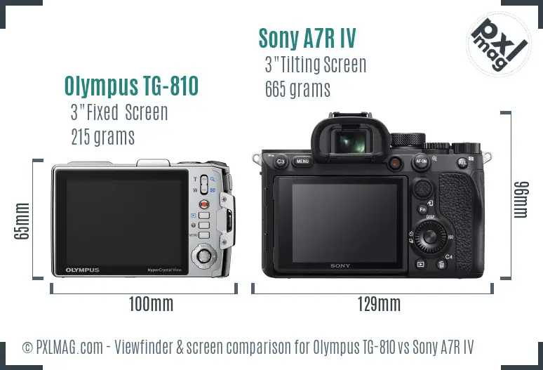 Olympus TG-810 vs Sony A7R IV Screen and Viewfinder comparison