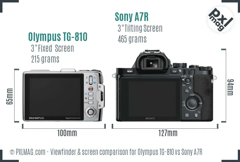 Olympus TG-810 vs Sony A7R Screen and Viewfinder comparison Olympus TG-810 vs Sony A7R Screen and Viewfinder comparison