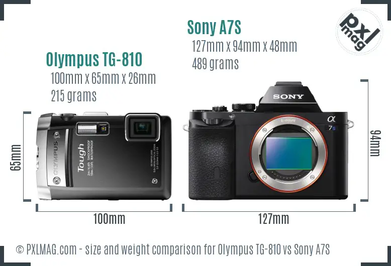 Olympus TG-810 vs Sony A7S size comparison Olympus TG-810 vs Sony A7S size comparison