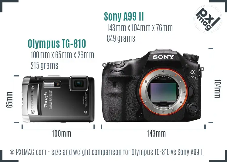 Olympus TG-810 vs Sony A99 II size comparison