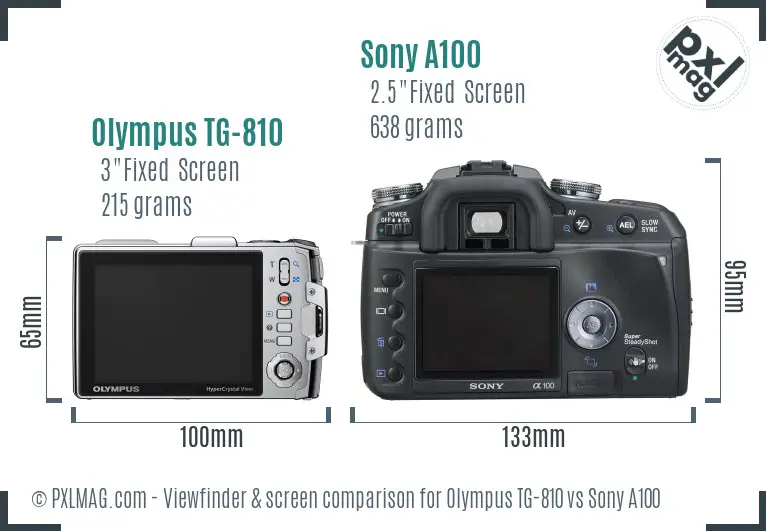 Olympus TG-810 vs Sony A100 Screen and Viewfinder comparison