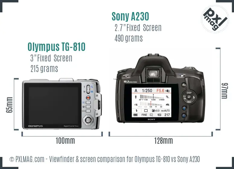 Olympus TG-810 vs Sony A230 Screen and Viewfinder comparison