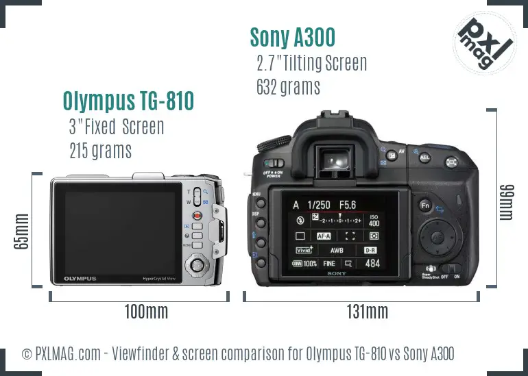 Olympus TG-810 vs Sony A300 Screen and Viewfinder comparison