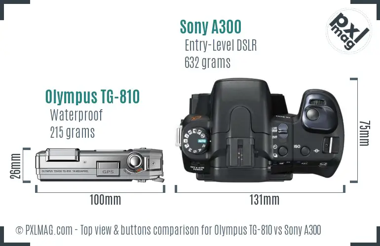 Olympus TG-810 vs Sony A300 top view buttons comparison