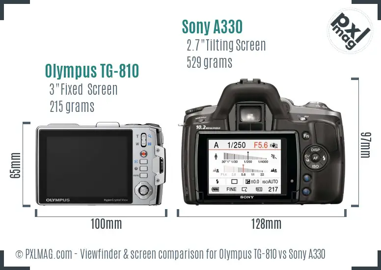 Olympus TG-810 vs Sony A330 Screen and Viewfinder comparison