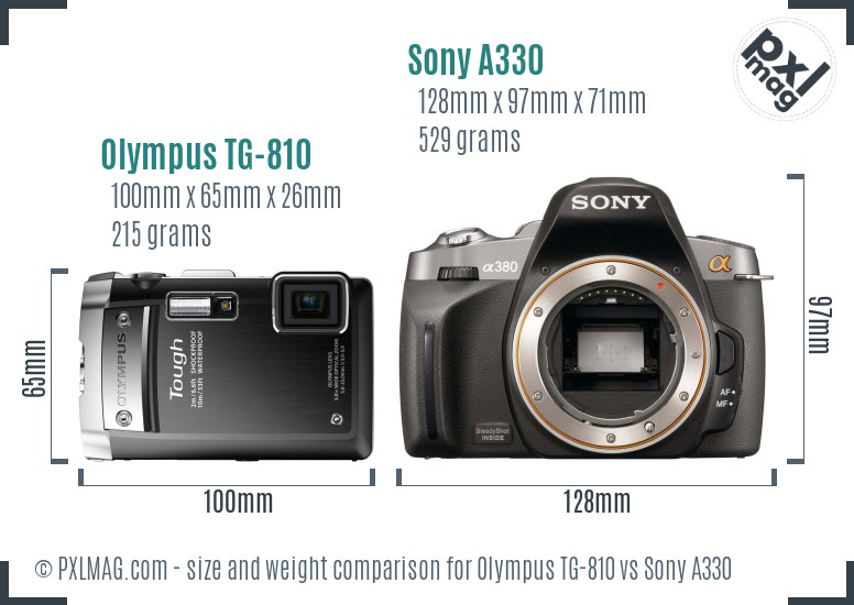 Olympus TG-810 vs Sony A330 size comparison