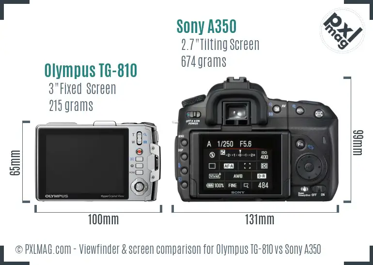 Olympus TG-810 vs Sony A350 Screen and Viewfinder comparison